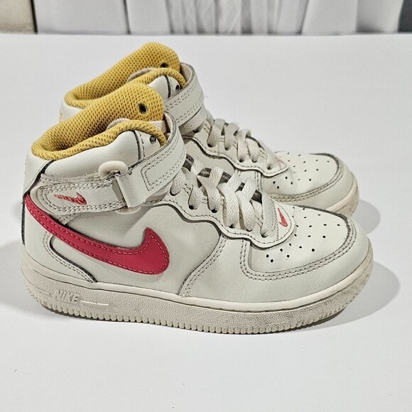 Nike Air Force 1 Mid Toddler Girl Size 12 C White Pink Yellow Sneakers - Picture 1 of 13